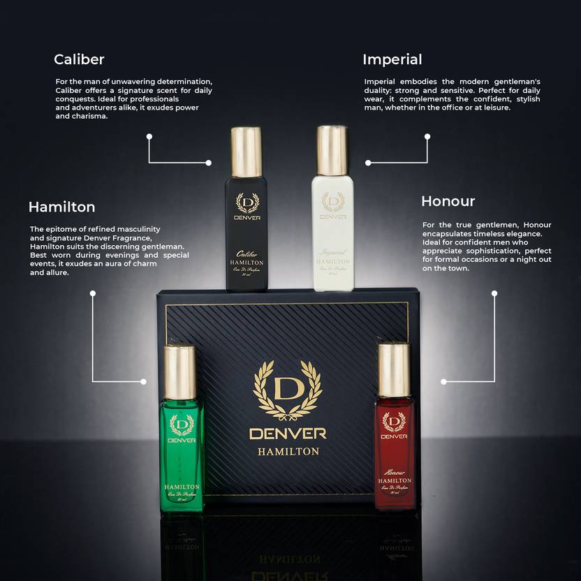DENVER Hamilton EDP- SRK's Favorite Luxury Gift Pack (20ml x 4) Perfume Eau de Parfum - 80 ml  (For Men)