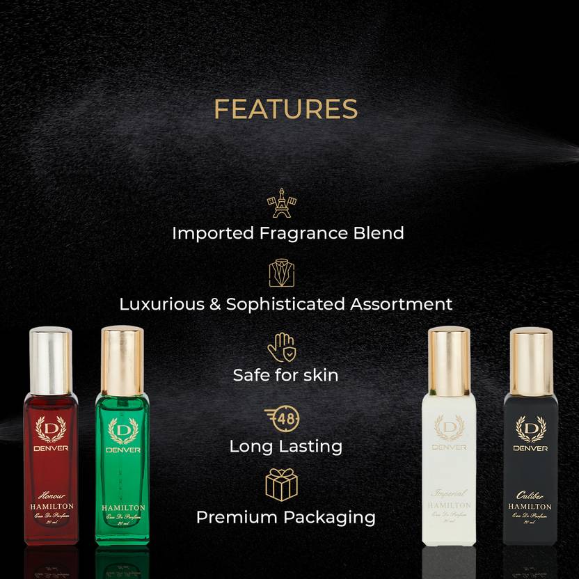 DENVER Hamilton EDP- SRK's Favorite Luxury Gift Pack (20ml x 4) Perfume Eau de Parfum - 80 ml  (For Men)
