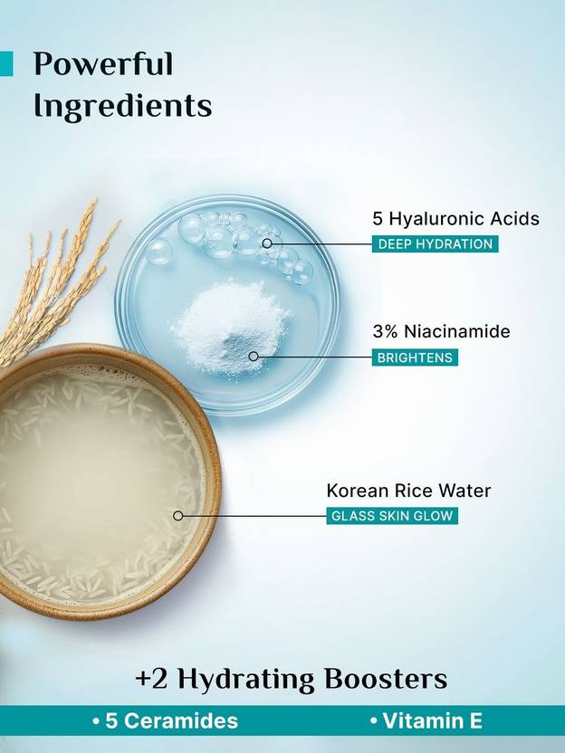 Pilgrim Korean Rice Water Hydra Glow Moisturizer|Light Gel & Instant Glass Skin Glow  (50 g)