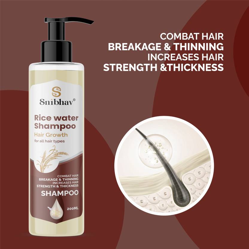 Snibhav Rice Water Shampoo for Frizzy and Dry Hair | Sulphate & Paraben Free  (200 ml)