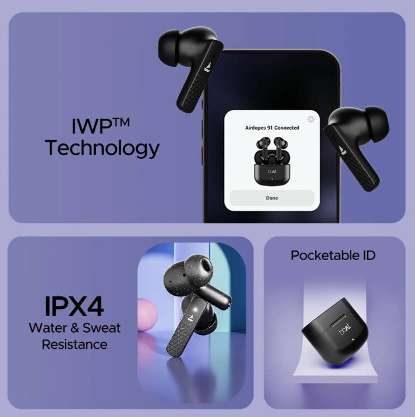 boAt Airdopes 91 Bluetooth  (Active Black, True Wireless)