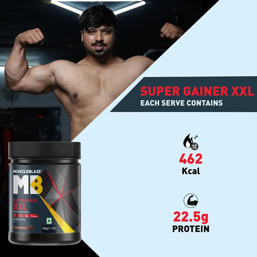 MUSCLEBLAZE Super XXL, For Muscle Weight Gainers/Mass Gainers  (500 g, Chocolate)