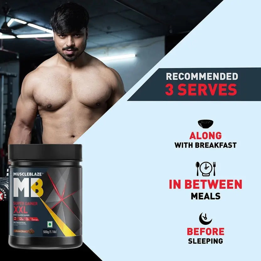 MUSCLEBLAZE Super XXL, For Muscle Weight Gainers/Mass Gainers  (500 g, Chocolate)
