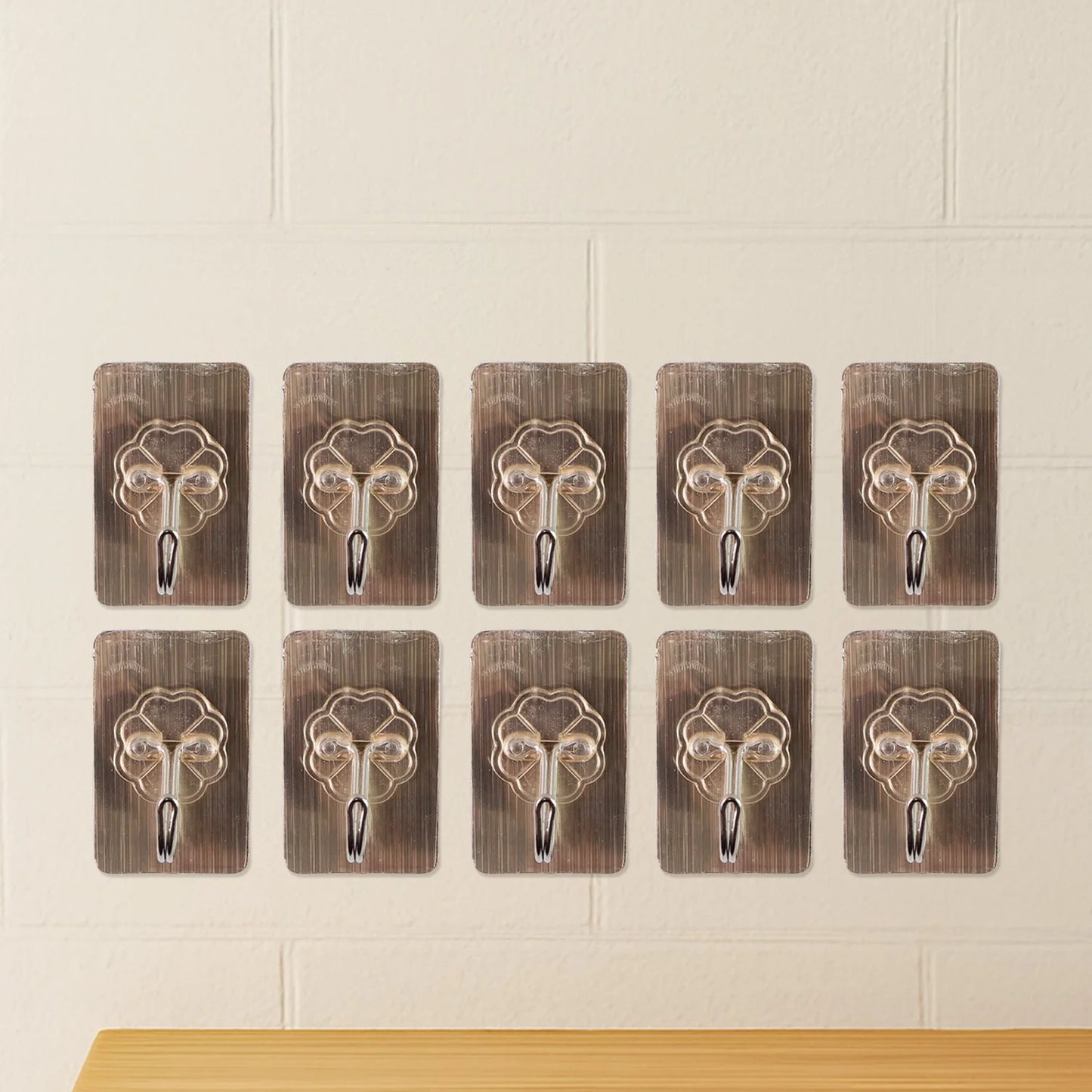 Plastic Adhesive Sticky Waterproof And Oil Proof, Wall Hook (5.5×3.5 Cm & 10 Pc)