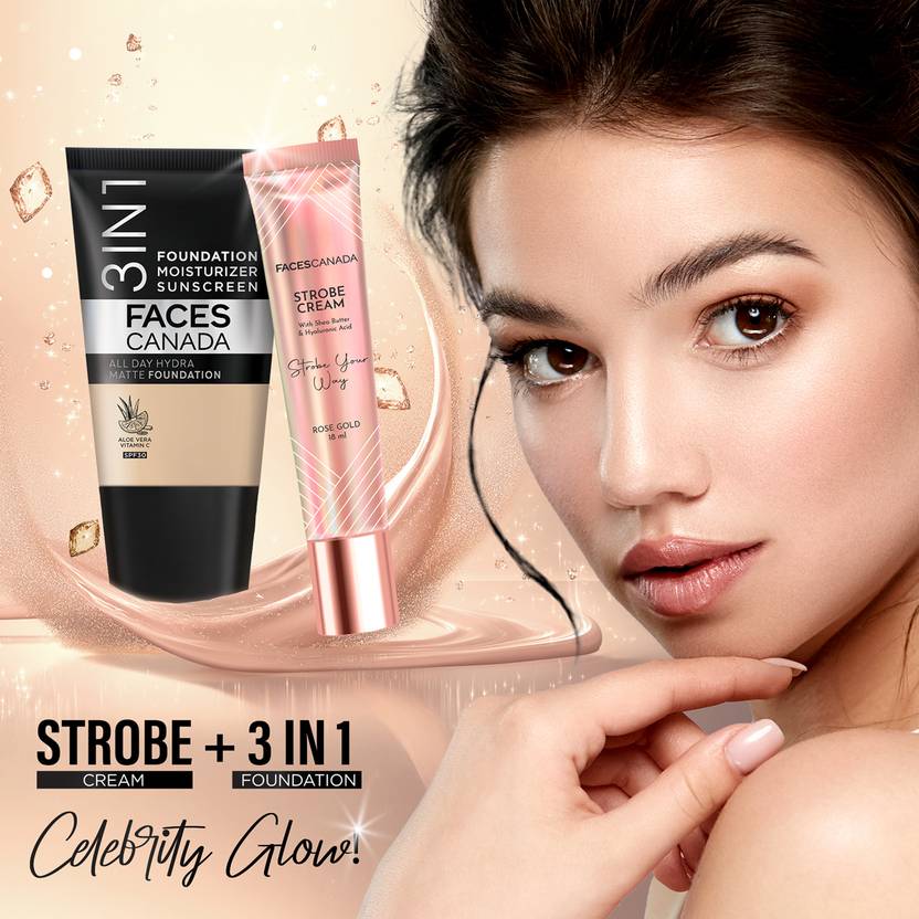FACES CANADA All Day Hydra Matte (Mini) | 3 in 1 Moisturizer + SPF 30 + Foundation  (Absolute Ivory 012, 18 ml)