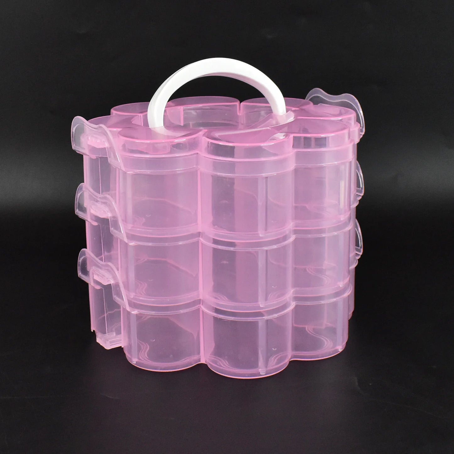3-Layer Transparent Plastic Flower-Shaped Storage Box With 9 Grids