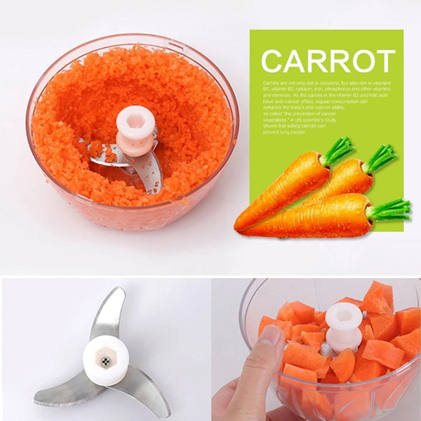 Manual Food Chopper, Compact & Powerful Hand Held Vegetable Chopper / Blender