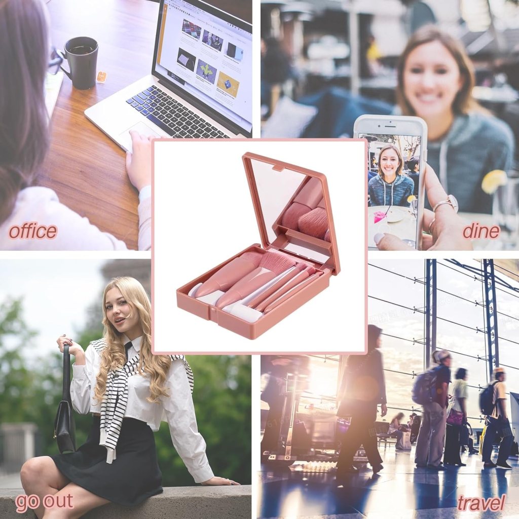 Makeup Brush Set With Mirror Case Beauty Products