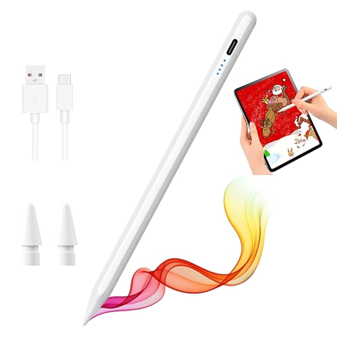 Pencil for Apple iPad A16 10th 9th Generation, Palm Rejection Tilt Sensitivity Fast Charge Stylus Pen for iPad A16/11-6th Gen, Air 11"/13" M3/M2/5th-3rd, Pro 13"/11"/M4/12.9", Mini A17 Pro/6/5th
