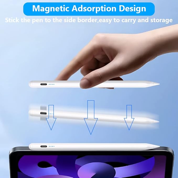 Pencil for Apple iPad A16 10th 9th Generation, Palm Rejection Tilt Sensitivity Fast Charge Stylus Pen for iPad A16/11-6th Gen, Air 11"/13" M3/M2/5th-3rd, Pro 13"/11"/M4/12.9", Mini A17 Pro/6/5th