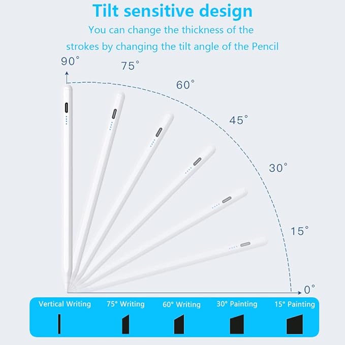 Pencil for Apple iPad A16 10th 9th Generation, Palm Rejection Tilt Sensitivity Fast Charge Stylus Pen for iPad A16/11-6th Gen, Air 11"/13" M3/M2/5th-3rd, Pro 13"/11"/M4/12.9", Mini A17 Pro/6/5th
