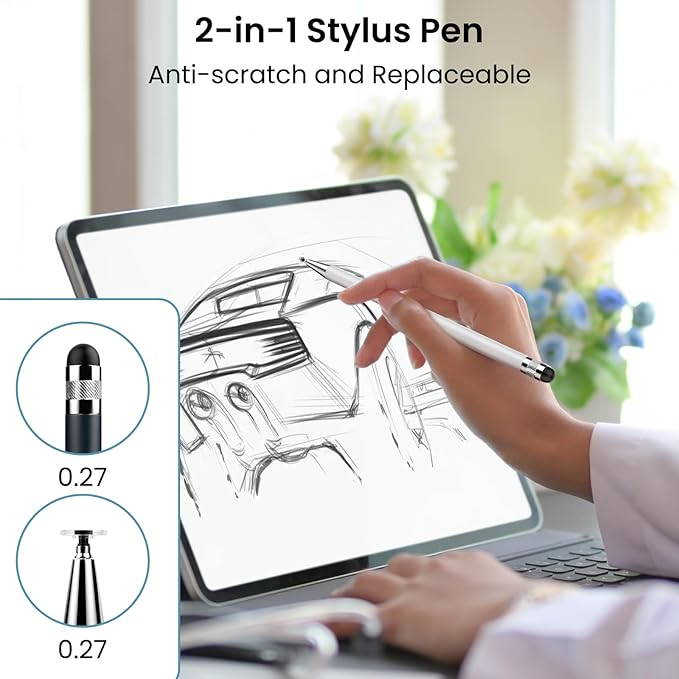 Touch Screens Universal Stylus Pens for Apple/iPhone/Ipad pro/Mini/Air/Android All Capacitive Touch Screens Andriod Tablet Fine Point Disc Tip(5 Pcs)