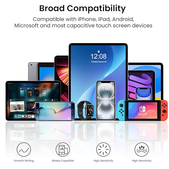 Touch Screens Universal Stylus Pens for Apple/iPhone/Ipad pro/Mini/Air/Android All Capacitive Touch Screens Andriod Tablet Fine Point Disc Tip(5 Pcs)