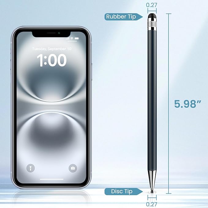 Touch Screens Universal Stylus Pens for Apple/iPhone/Ipad pro/Mini/Air/Android All Capacitive Touch Screens Andriod Tablet Fine Point Disc Tip(5 Pcs)