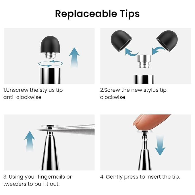 Touch Screens Universal Stylus Pens for Apple/iPhone/Ipad pro/Mini/Air/Android All Capacitive Touch Screens Andriod Tablet Fine Point Disc Tip(5 Pcs)