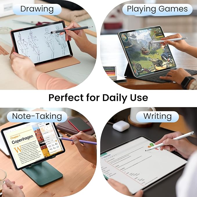 Touch Screens Universal Stylus Pens for Apple/iPhone/Ipad pro/Mini/Air/Android All Capacitive Touch Screens Andriod Tablet Fine Point Disc Tip(5 Pcs)