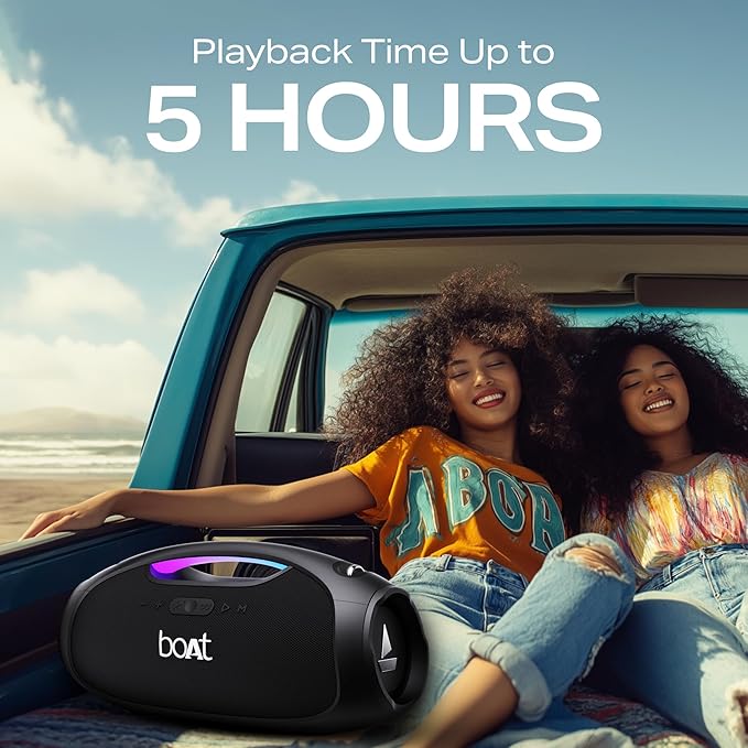 boAt Stone Ignite w/ 90 W RMS Sound, RGB LEDs, EQ Modes, IPX6,BT v5.3,Multi- Compatibility– Aux&USB, Playback time Up to 5 Hours & Type C Charging (Jade Black)